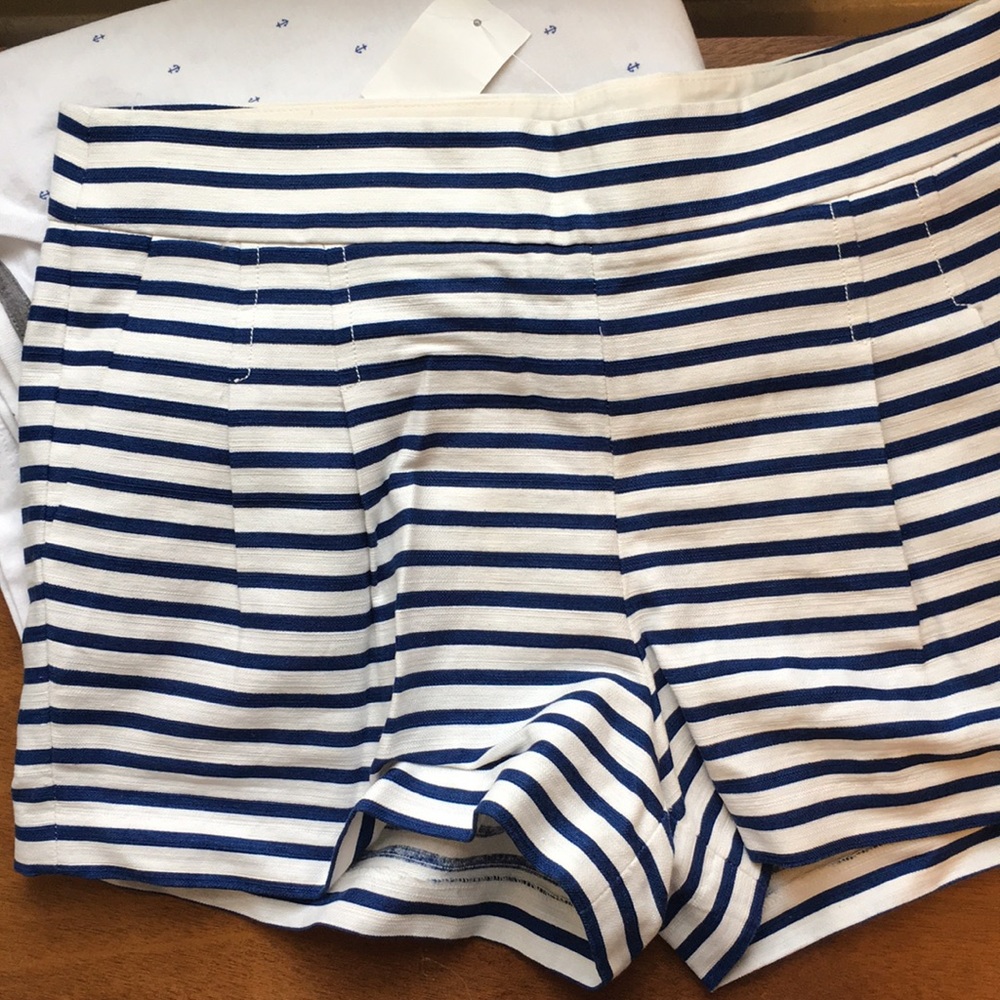 NWT J.Crew High-Waist shorts, Navy/White stripe, 8